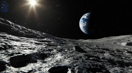 A Breathtaking View of Earth from the Lunar Surface