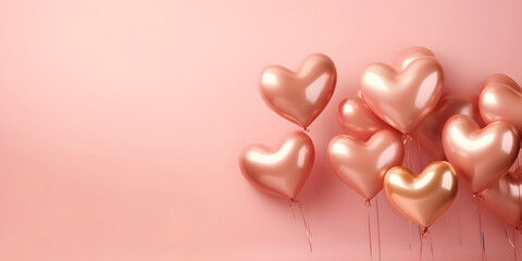 Heart shaped balloons composition on a solid color background - Love design