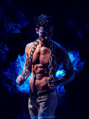 Photo of a man with a chain around his  neck