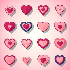 Enchanting Elegance: A Mesmerizing Collection of Pink Flat Style Heart Icons