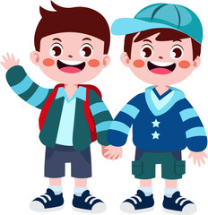 Happy cute children back to school