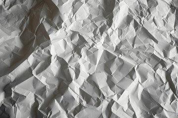 White crumpled paper texture background. Clean white paper. Top view
