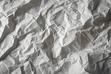 White crumpled paper texture background. Clean white paper. Top view