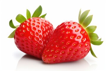 Juicy Strawberry with half sliced isolated on white background.
