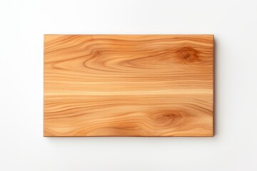 new rectangular wooden cutting board, in top of wooden table with a minimalistic on white background background - obrazy, fototapety, plakaty