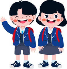 Happy cute children back to school