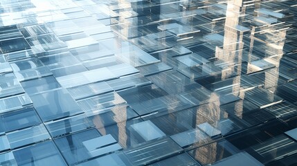 Urban Mirage: Captivating Reflections of a Vibrant Cityscape on a Skyscraper's Glass Skin