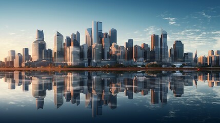 Urban Serenity: Reflections of Peace and Symmetry in a Vibrant Cityscape