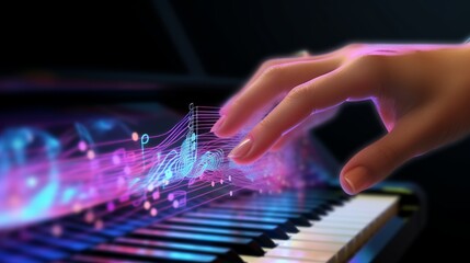 Harmony in Motion: Captivating Hand Gestures Compose a Mesmerizing Holographic Symphony of Digital...