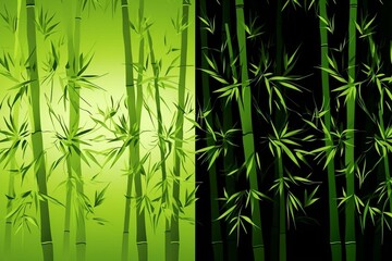 Background with bamboo pattern (both sides & green). Generative AI
