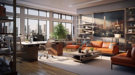 Exquisite Elegance: A Luxurious Office Haven with High-End Art, Private Lounge, and Cutting-Edge Technology