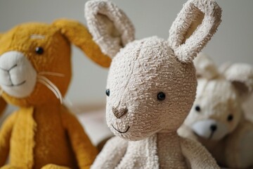 Soft, plush animals made from organic cotton, showcasing the charm and sustainability of eco-friendly toys for little ones.