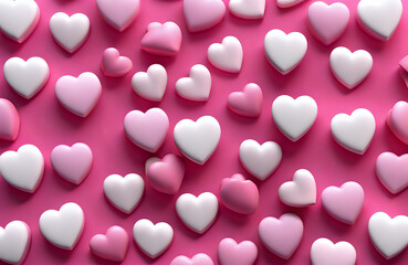 3D Heart Pattern. Valentines week special 3D illustration idea. Valentines Day Banner. Copy Space.