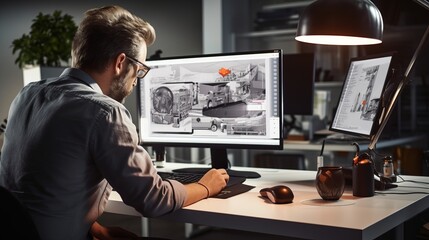 Obraz na płótnie Canvas Innovative Industrial Design: Sketching the Future with Digital Precision