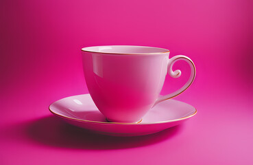 Fototapeta na wymiar Valentines week special illustration idea. Coffee mug on pink background. Romantic Date with BAE. Empty Space.
