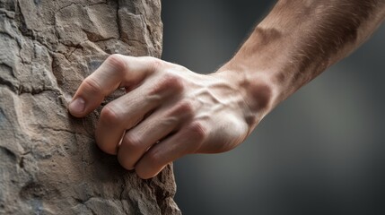 Unyielding Determination: Conquer New Heights with Unwavering Grip and Majestic Rock Texture