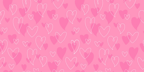 Seamless pattern with abstract hearts, linear shapes, silhouettes. Vector graphics for Valentine's Day.