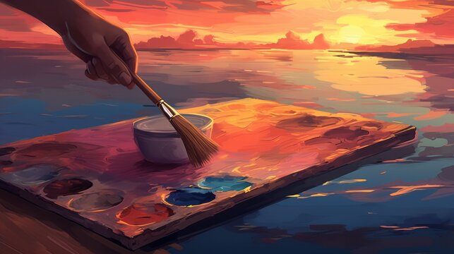 Artistic Mastery: Capturing the Radiant Palette of a Breathtaking Sunset with Skilled Brushstrokes