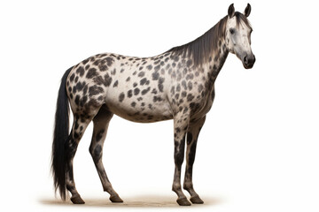 Appaloosa Horse standing on a white background. Animal side portrait.