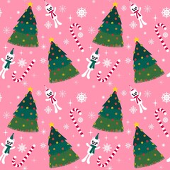 Cartoon winter animals seamless white bears pattern pattern for wrapping paper and fabrics and Christmas packaging