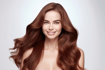 Naklejka premium Beauty girl with long and shiny wavy Hair