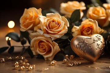 Enchanting Elegance: Captivating Hearts and Roses Embrace in a Timeless Display of Love and Romance