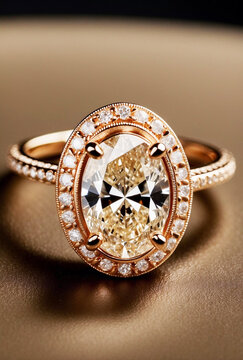Rose Gold vintage Engagement ring oval cut diamond