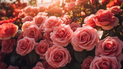 Obraz premium Blooming Splendor: A Breathtaking Tapestry of Daytime Roses