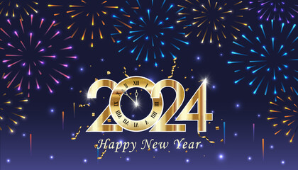 Happy new year 2024 shine background or happy new year 2024
