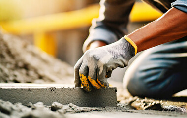 Construction Worker Smoothing Concrete Floor