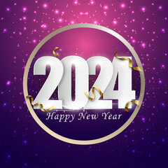 Happy new year 2024 shine background or happy new year 2024
