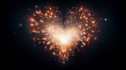 Fototapeta na wymiar Explosions of Love: Mesmerizing Heart Firework Illuminates the Night Sky with Passion and Joy