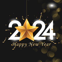 Happy new year 2024 shine background or happy new year 2024