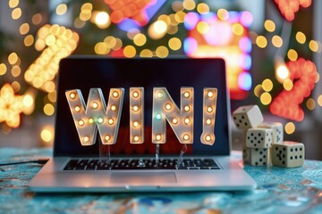 Winning and bonus concept, , banner and wallpaper for bonus and win, prize, triumph of victory, joy of achieving what you want, gambling theme, casino, online games. - obrazy, fototapety, plakaty