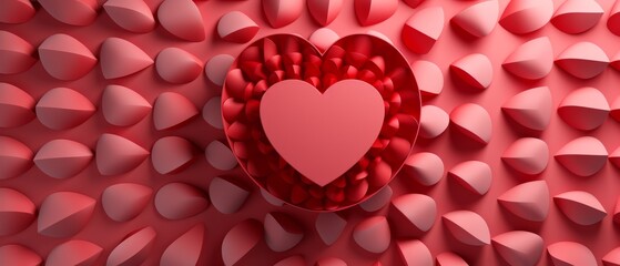 Captivating Love: 3D Heart in Banner Template, Embracing the Blank Circle of Affection with Space for Your Words