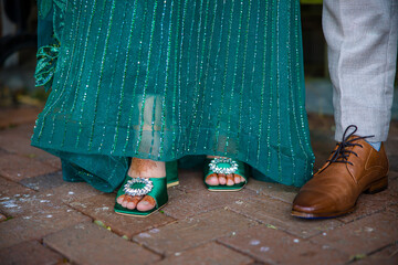 Afghani bride's wedding shoes close up