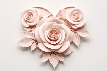 Enchanting Love: 3D Clay Heart and Rose Embrace in Pastel Splendor