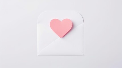 Love Sealed: Heart-Stickered White Envelope Radiates Affection and Sentiment