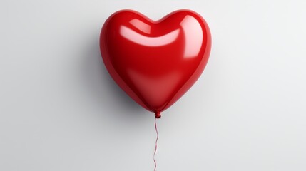 Whimsical Love: A Delicate Heart Balloon Soaring Against a Pure White Canvas