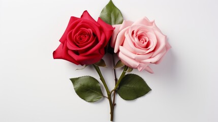 Love in Full Bloom: A Mesmerizing Valentine's Card with Red and Pink Roses on a Serene White Background