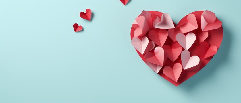 Love Unfolds: Heartfelt Paper Banner Template with Text Space - Captivating Flat Style Stock Image