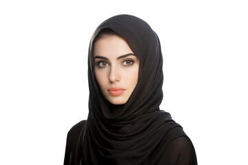 Portrait of arab woman isolated on transparent background. PNG file.