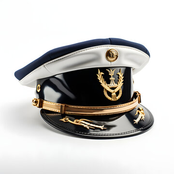 black sailor hat isolated on white background	
