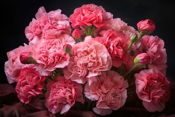 Fototapeta premium Carnations flowers on black background