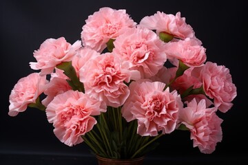 Carnations flowers on black background