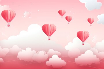 Whimsical Love: Floating Heart-Shaped Balloons in a Dreamy Sky - A Perfect Blend of Minimalist Elegance and 3D Detail