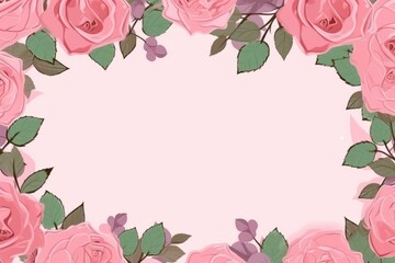Enchanting Floral Embrace: A Delicate Roses Border in Flat Style, Perfect for Captivating Frames and Designs