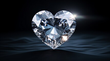 Fototapeta premium Sparkling Elegance: Mesmerizing Heart Diamond Shimmers with Love and Luxury
