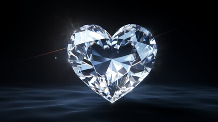Fototapeta premium Sparkling Elegance: Mesmerizing Heart Diamond Shimmers with Love and Luxury