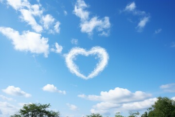 Fototapeta premium Cloud in the shape of a heart. Backdrop with selective focus and copy space for the inscription